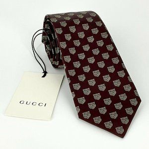 Brand New Authentic Men’s Gucci Tiger Print Silk Tie With Tags